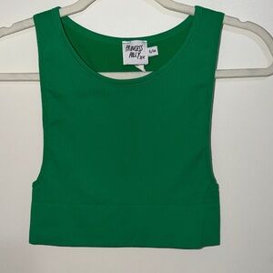 Princess Polly Emerald Green Ribbed Crop Top Tank | S/M